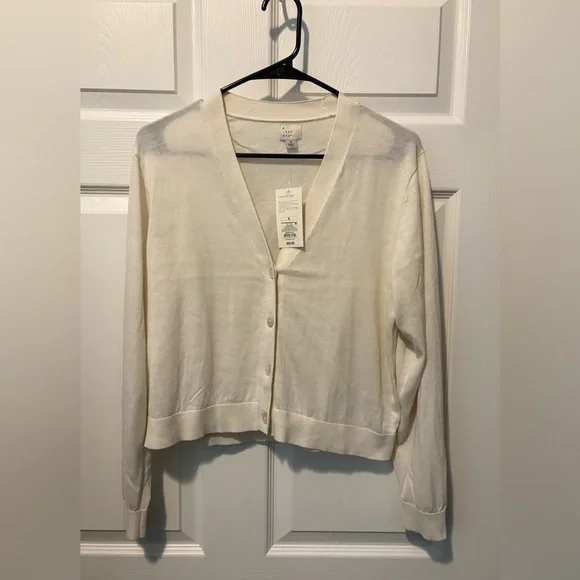 a new day Women's Ivory V-Neck Cardigan - Picture 1 of 4